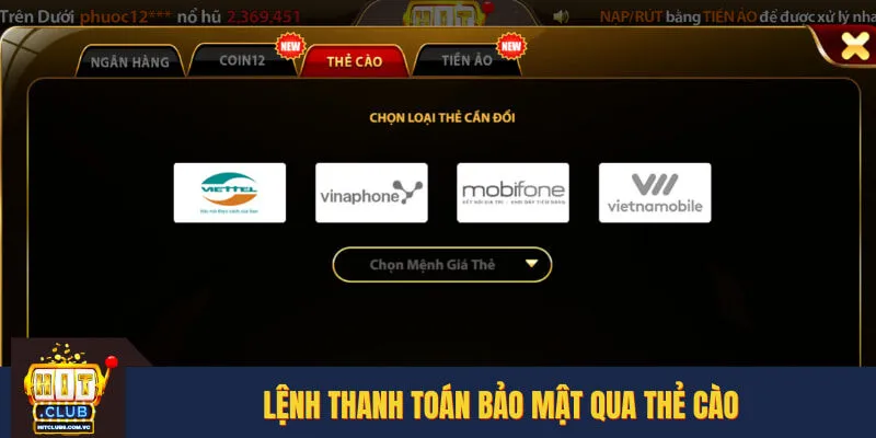 Lệnh thanh toán bảo mật qua thẻ cào